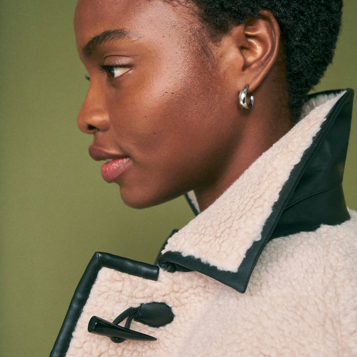 detail image of the eli jacket in travertine