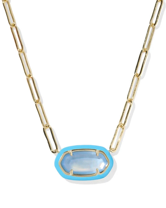 Elisa Enamel Frame Gold Paperclip Necklace