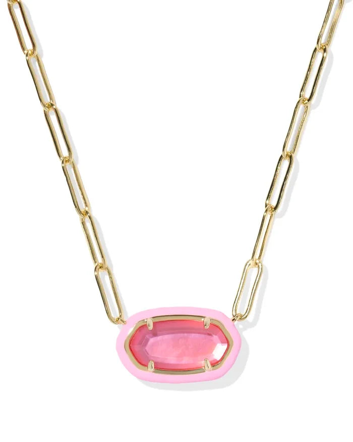 Elisa Enamel Frame Gold Paperclip Necklace