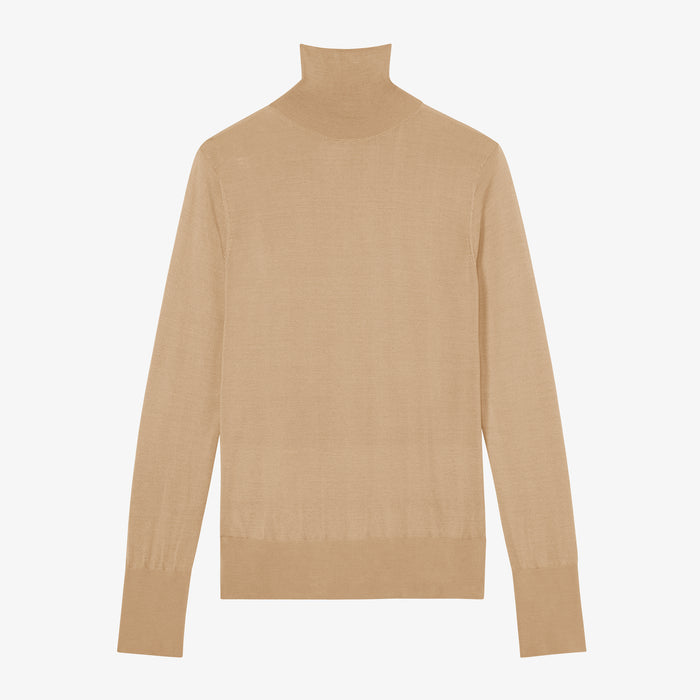 packshot image of the elizabeth turtleneck in camel