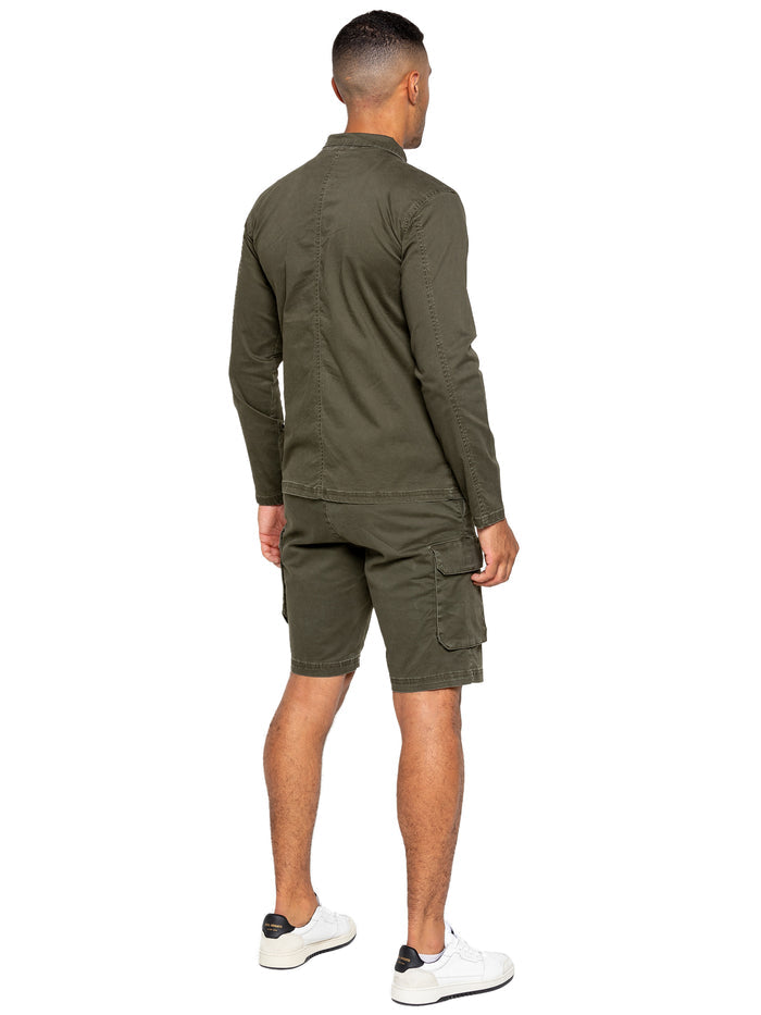 EZOS611 & EZS613 Enzo | Mens Cargo Overshirt Tracksuit With Shorts Set ENZO RAWDENIM