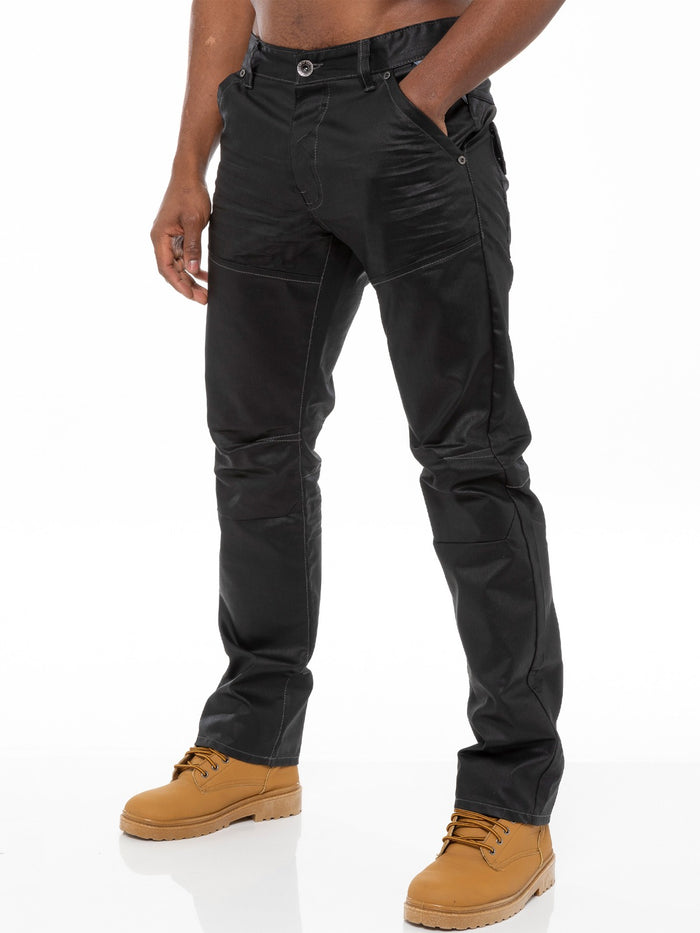 EZ329 Mens Black Regular Fit Denim Jeans EZ329 | Enzo Designer Menswear ENZO RAWDENIM