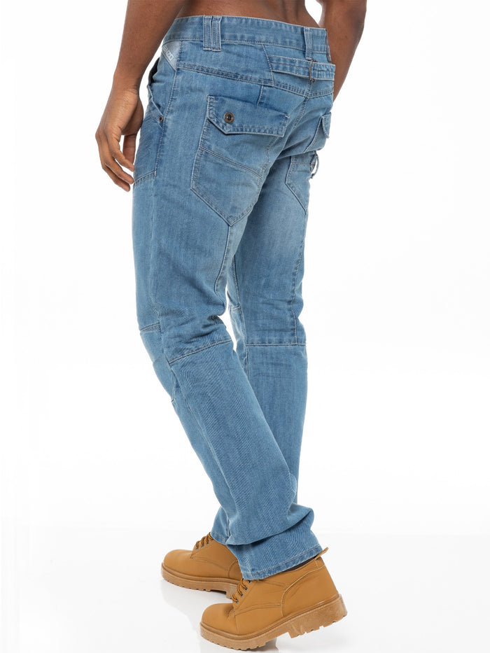 EZ243 Bleach Mens Straight Fit Denim Jeans EZ243 Bleach | Enzo Designer Menswear ENZO RAWDENIM