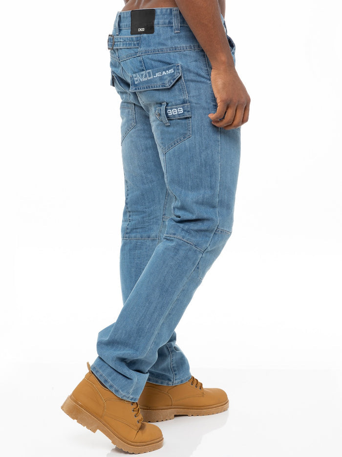 EZ243 Bleach Mens Straight Fit Denim Jeans EZ243 Bleach | Enzo Designer Menswear ENZO RAWDENIM