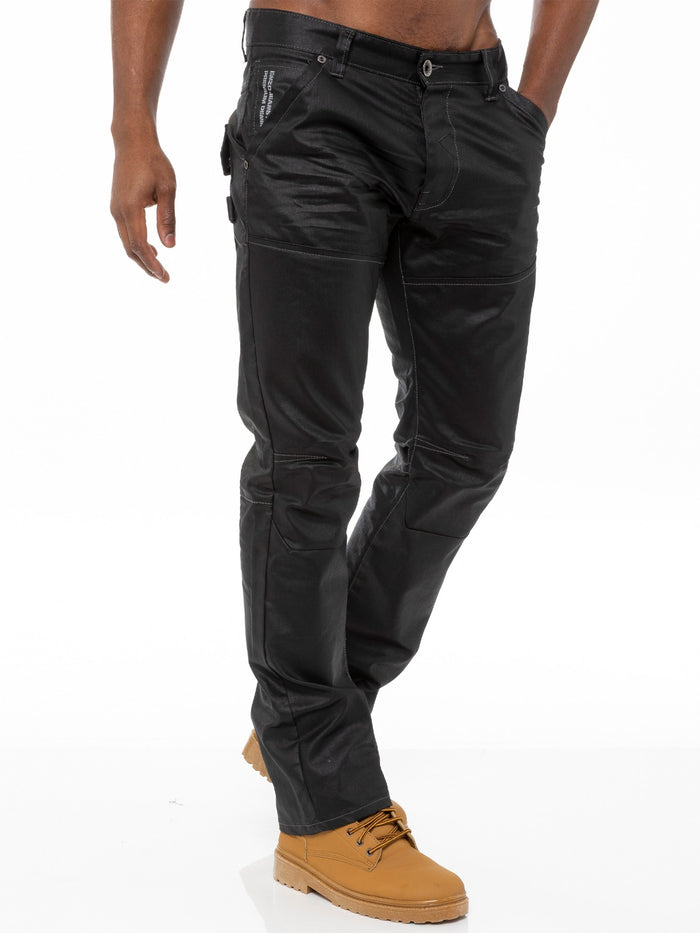 EZ329 Mens Black Regular Fit Denim Jeans EZ329 | Enzo Designer Menswear ENZO RAWDENIM