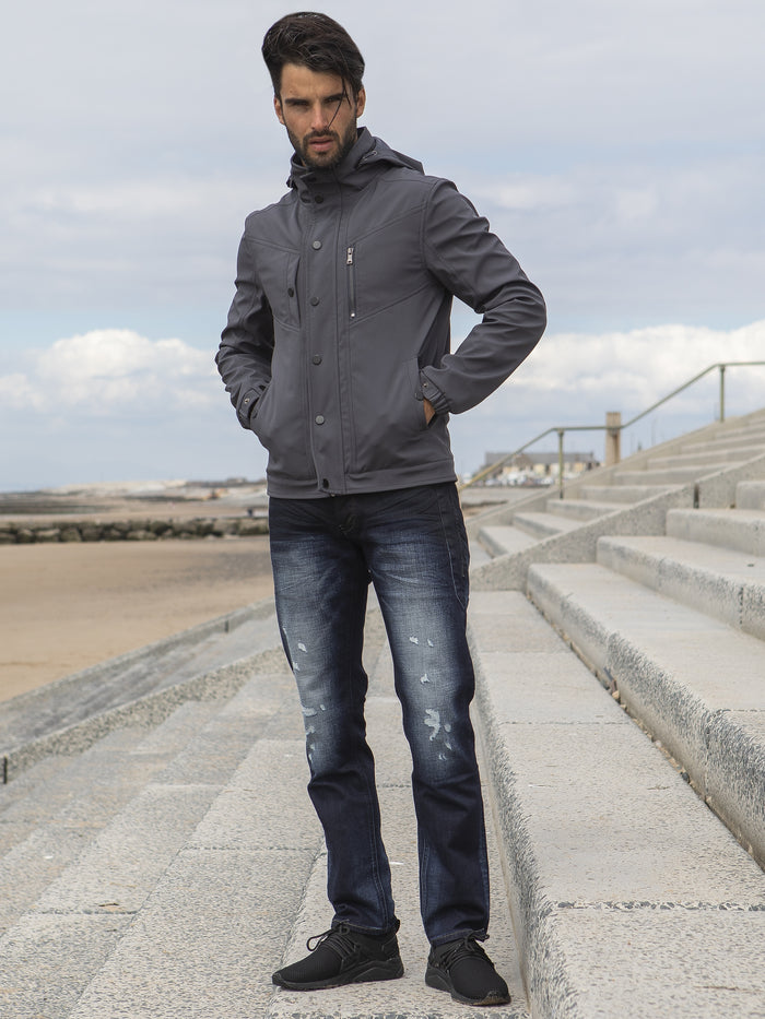 EJK590 Black ETO Clearance | Designer Men's Black Zip Jacket Style React ETO RAWDENIM