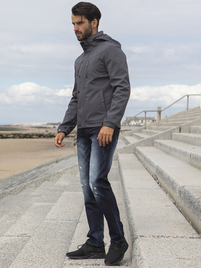EJK590 Black ETO Clearance | Designer Men's Black Zip Jacket Style React ETO RAWDENIM