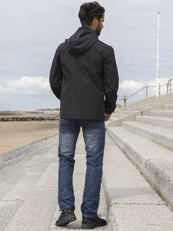 EJK590 Black ETO Clearance | Designer Men's Black Zip Jacket Style React ETO RAWDENIM