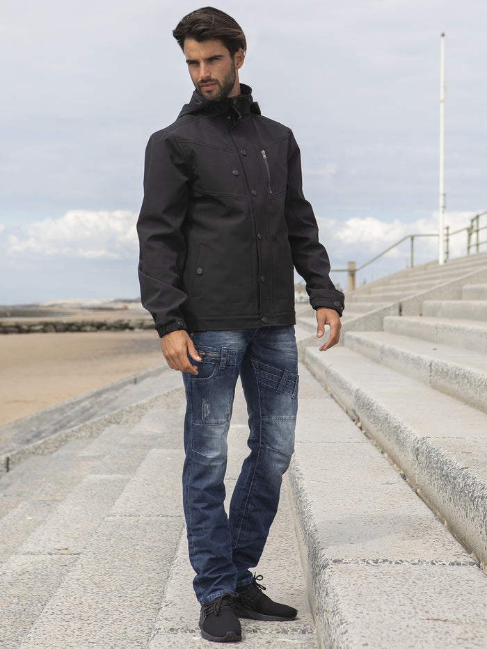 EJK590 Black ETO Clearance | Designer Men's Black Zip Jacket Style React ETO RAWDENIM