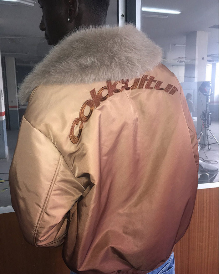 FADED BOMBER BROWN - brown faded bomber jacket, worn detail - Cold Culture