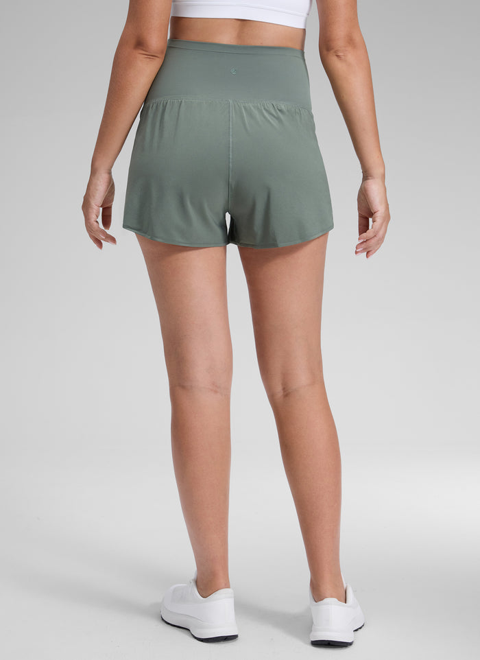 CRZ YOGA Women's Feathery-Fit Soft Maternity High Waisted Shortrs Grey Sage