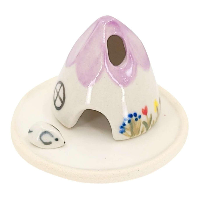 Figurine Set - Mouse House Incense Burner (Violet) by Spalted Home