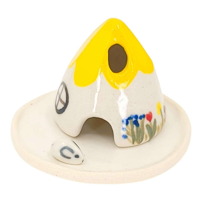 Figurine Set - Mouse House Incense Burner (Yellow) by Spalted Home