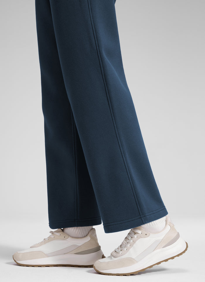 CRZ YOGA Women's Cotton Fleece Lined Casual Straight Leg Pant 28'' Ink Blue