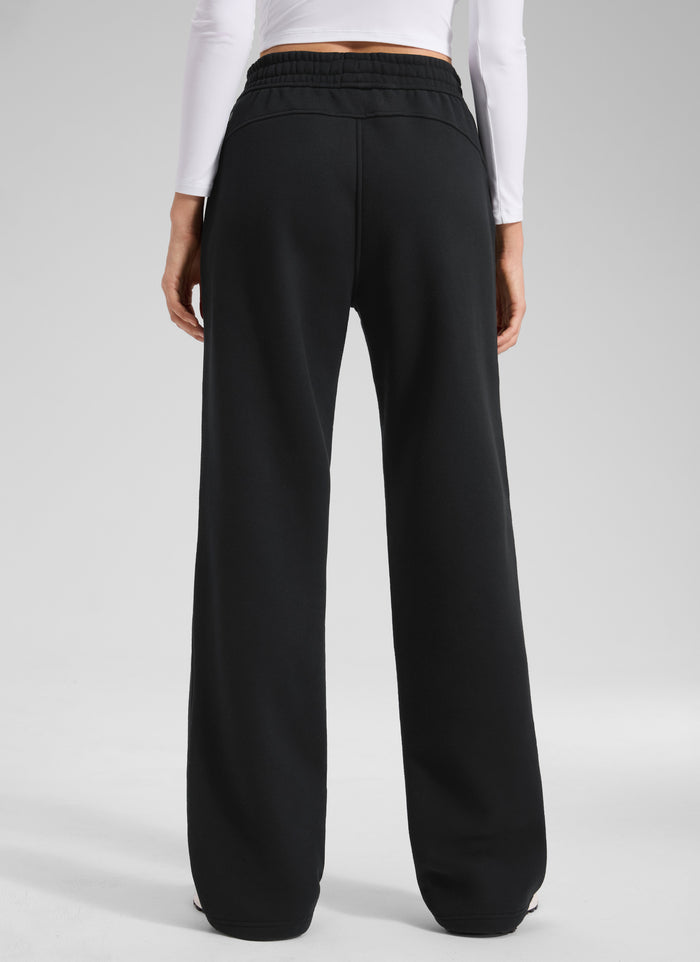 CRZ YOGA Women's Cotton Fleece Lined Casual Straight Leg Pant 32'' Black