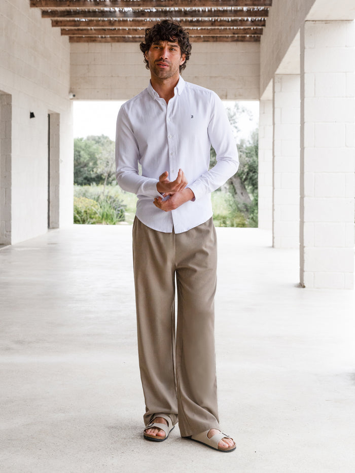 Freddie Relaxed Linen Trousers - Brown
