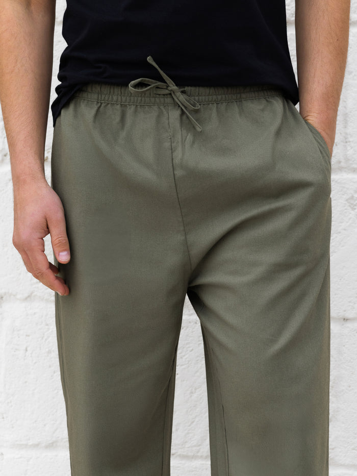 Freddie Relaxed Linen Trousers - Khaki
