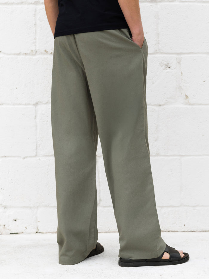 Freddie Relaxed Linen Trousers - Khaki