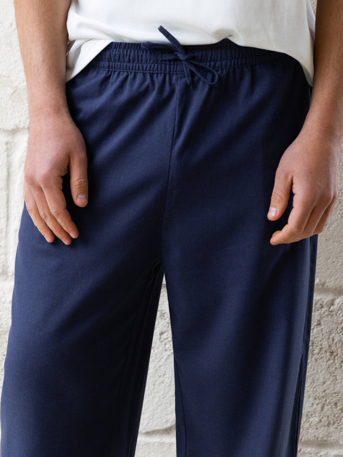 Freddie Relaxed Linen Trousers - Navy
