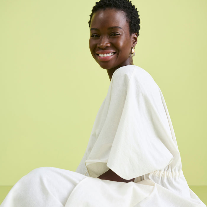 image of a woman wearing the freedlund caftan