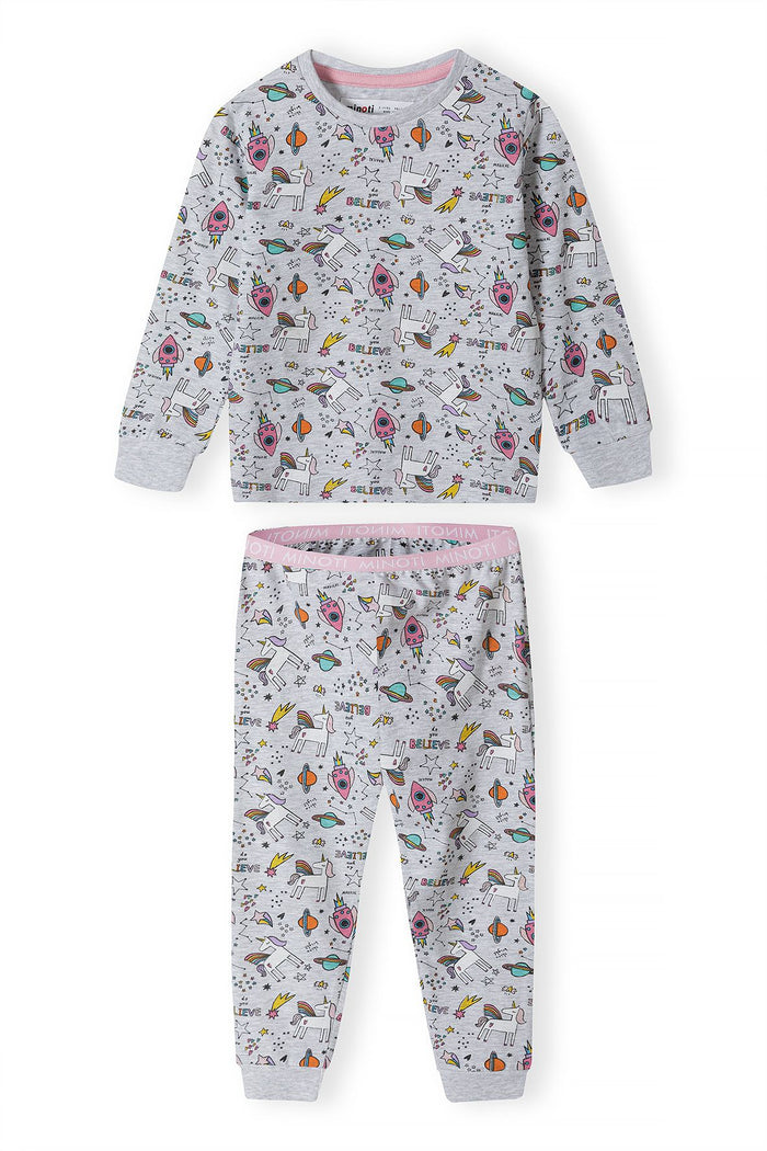 Pyjama Set, Unicorn Space Print, Grey - 1