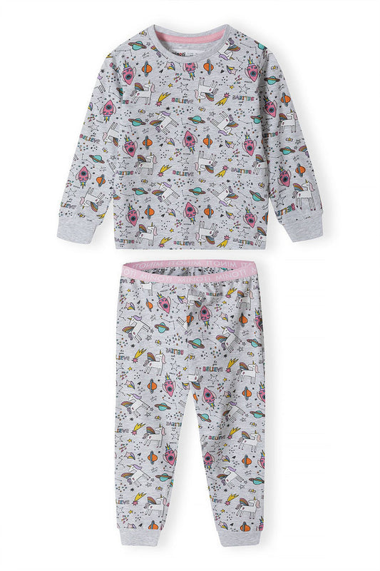 Pyjama Set, Unicorn Space Print, Grey - 1