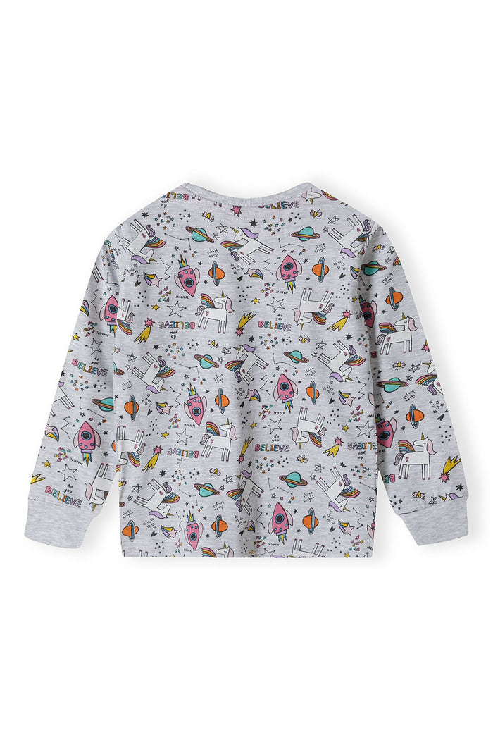 Pyjama Set, Unicorn Space Print, Grey - 3