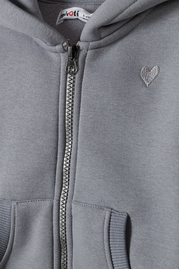 Zip-Up Hoodie, Grey, Fleece - 4