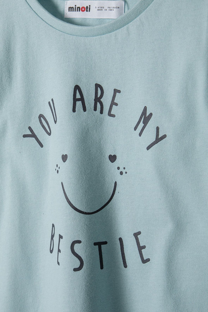 Long Sleeve T-Shirt, Bestie Smiley Print, Mint - 4