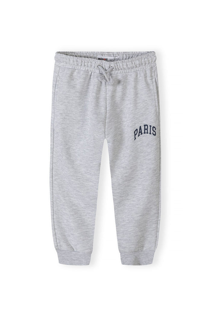 Fleece Joggers, Paris Print, Light Grey - 1