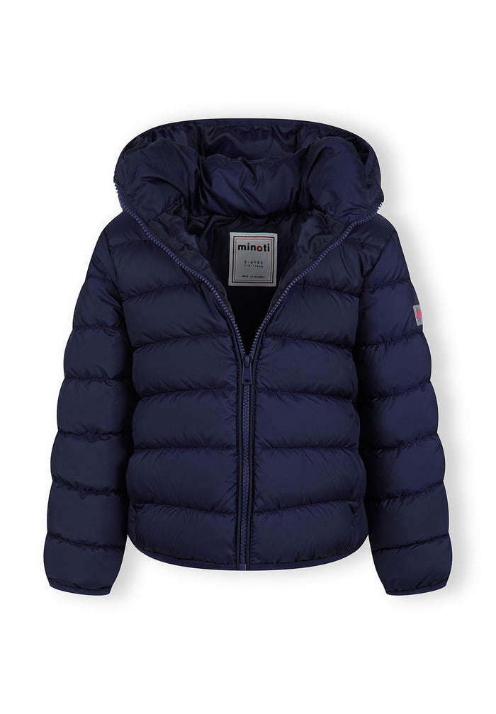 Quilted Puffer Jacket, Navy, Detachable Hood - 4