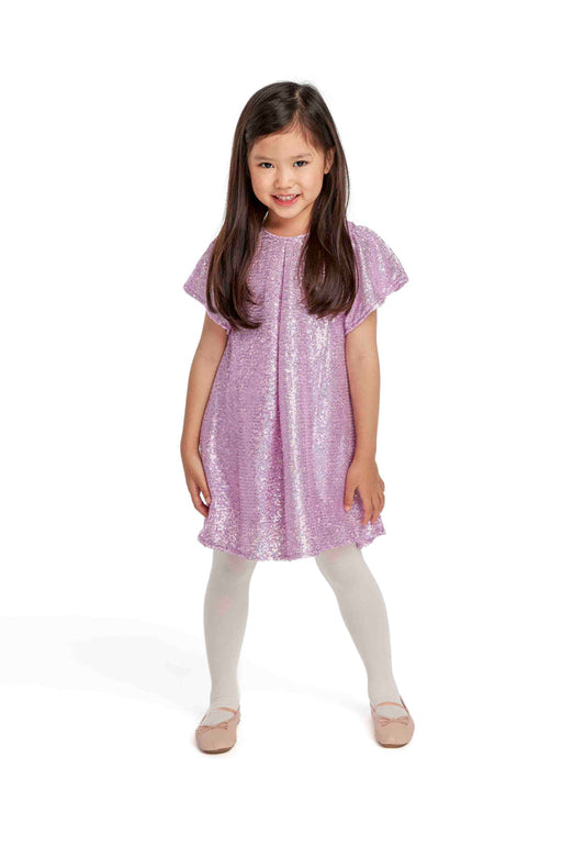 Sequin Party Dress, Pink, Short Sleeve - 1