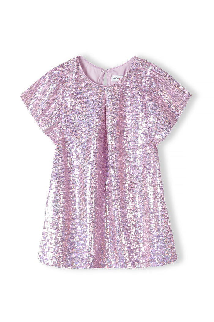 Sequin Party Dress, Pink, Short Sleeve - 2