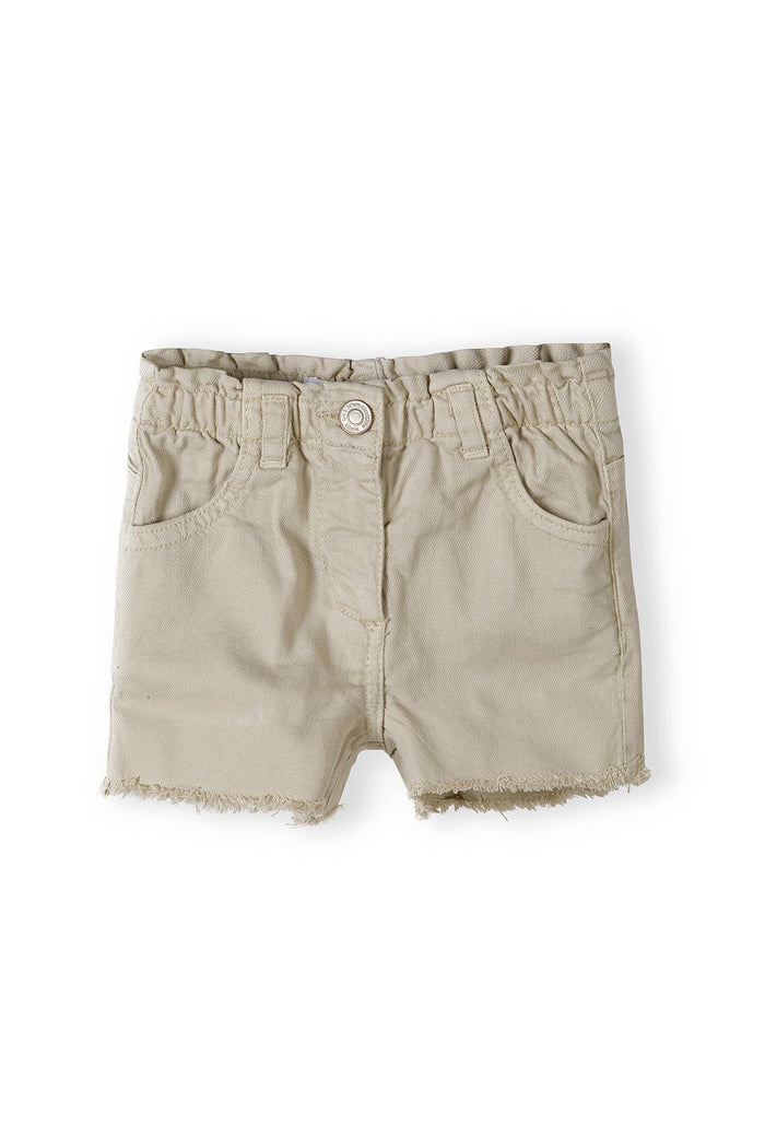 Twill Shorts Elasticated Waist, Frayed Hem, Grey - 2