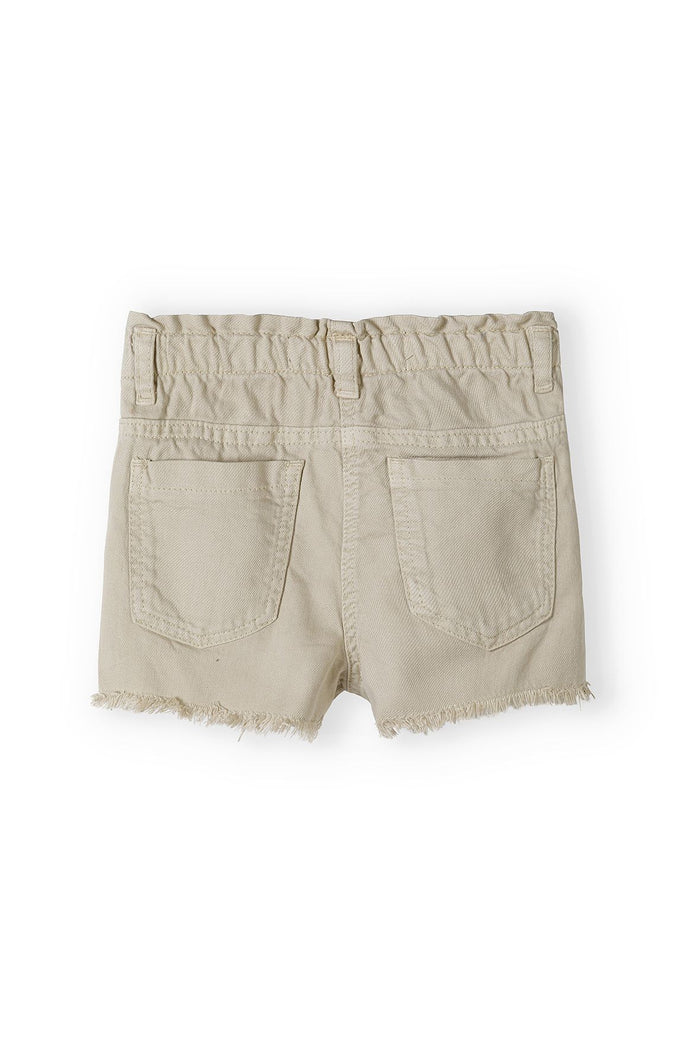 Twill Shorts Elasticated Waist, Frayed Hem, Grey - 3