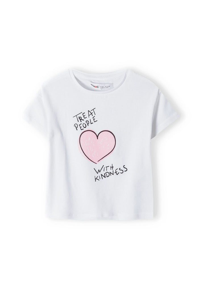 Short Sleeve T-Shirt Kindness Heart White Pink - 1