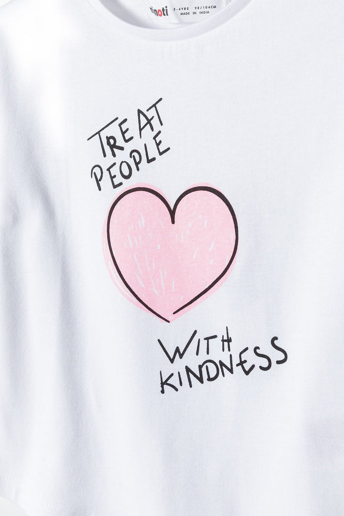 Short Sleeve T-Shirt Kindness Heart White Pink - 3