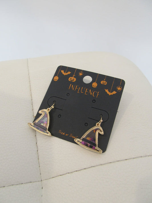 Glitter Witch Hat Earrings