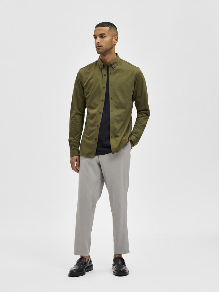 Green Button Down Full Sleeves Shirt