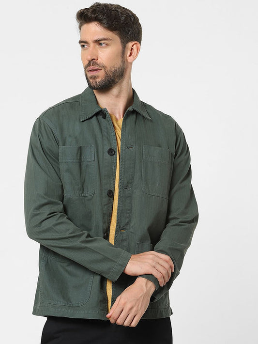 Green Full Sleeves Overshirt