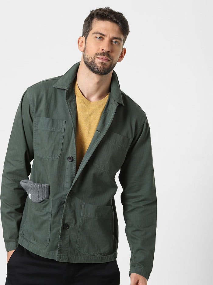 Green Full Sleeves Overshirt