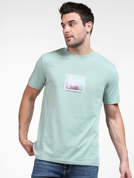 Green Graphic Print Crew Neck T-Shirt