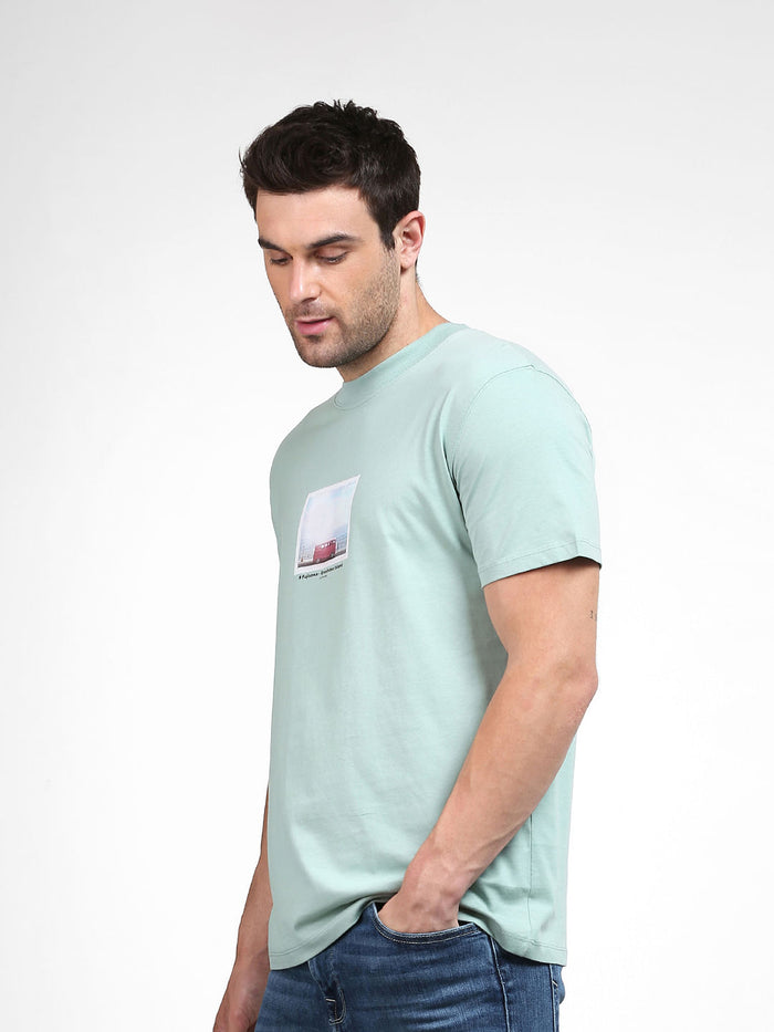 Green Graphic Print Crew Neck T-Shirt