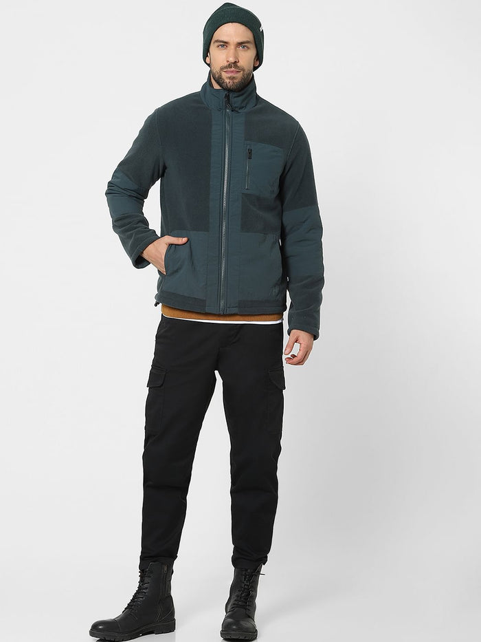 Green High Neck Fleece Jacket
