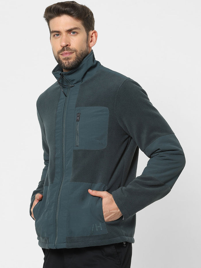 Green High Neck Fleece Jacket