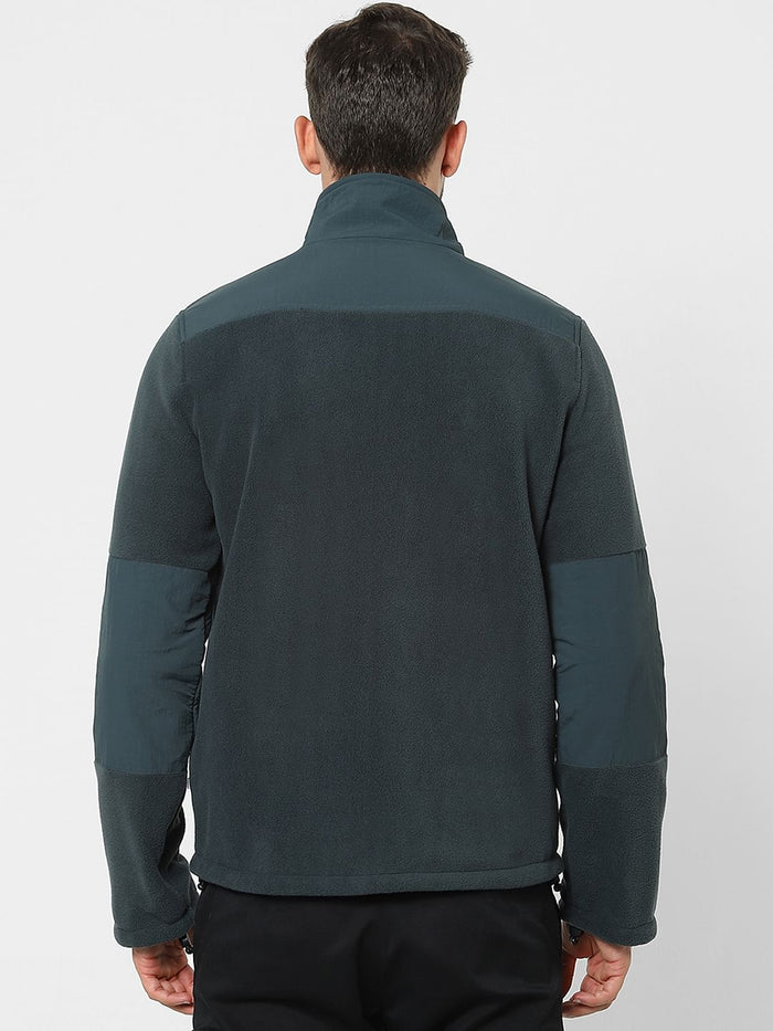 Green High Neck Fleece Jacket
