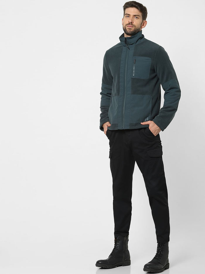 Green High Neck Fleece Jacket