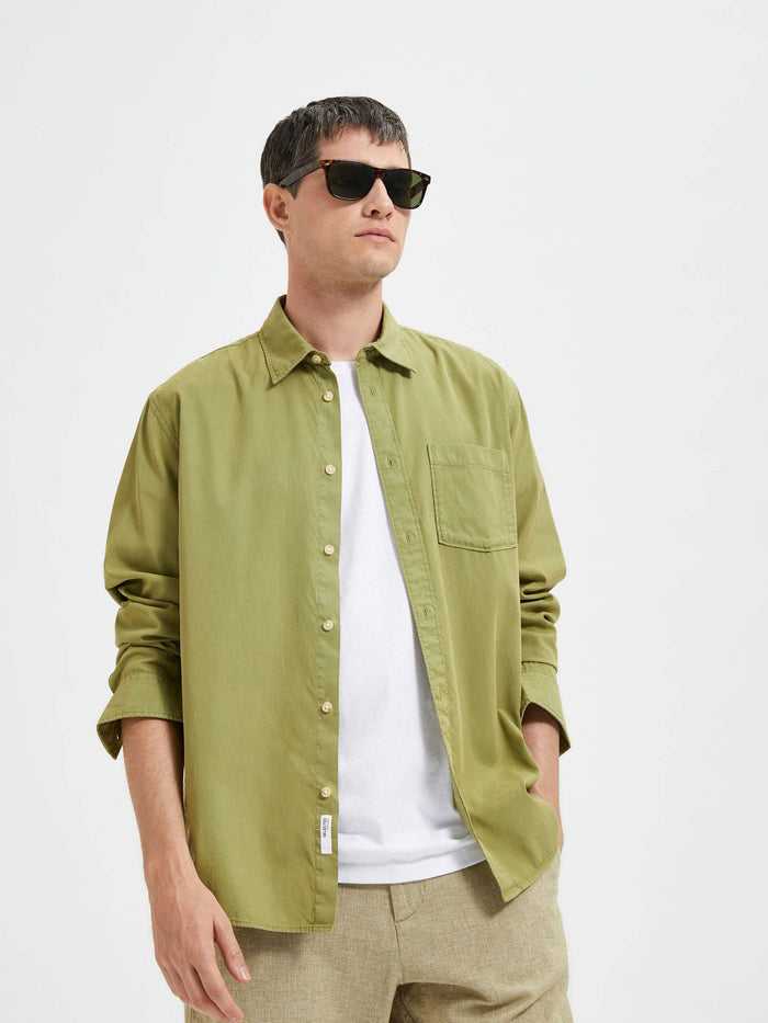 Green Linen Full Sleeves Shirt