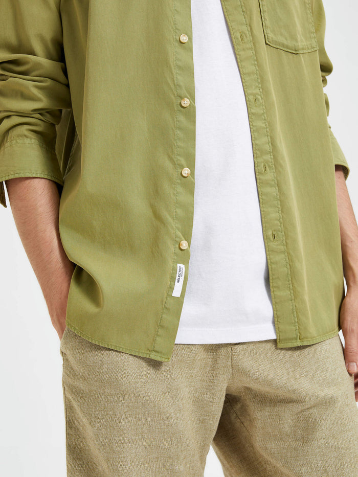 Green Linen Full Sleeves Shirt