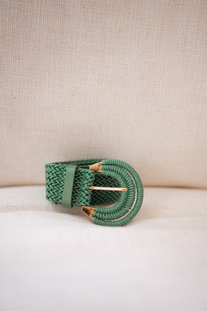 Green elastic belt full length